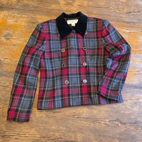 Vintage RENA ROWAN Tartan Plaid Blazer with Velvet Collar size 10 - Picture 1 of 10